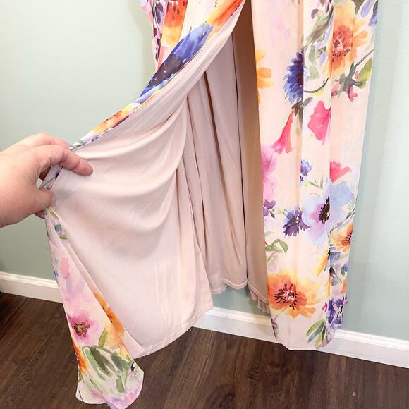 Adrianna Pappell Women's Floral Print Surplice V Neck Long Wrap Dress Size 6 NWT - Picture 8 of 10